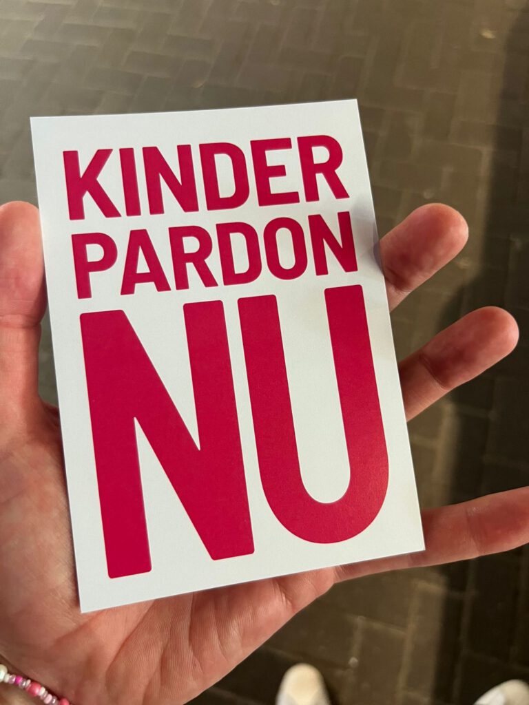 Flyer Kinderpardon NU bij artikel dag 30 hongerstaking van Eduard Disch